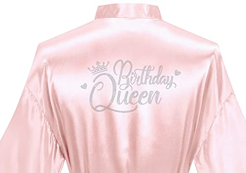 Women's Birthday Queen Squad Kimono Party Robe Short Silky Nightgown Sleepwear Gift2