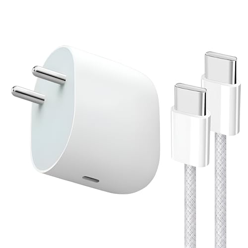 Image of Universal 45W Type C Laptop Charger Adapter with 3.3 FT Type-C Braided Cable for HP Laptop, Lenovo, Dell, Acer, Infinix, MacBook & More USB C Fast Charging, Laptop Charge Easy to Travel 45 w, White