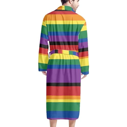 HUGS IDEA Mens Big and Tall Bathrobes with Shawl Collar Warm Nighgown Sleepwear2