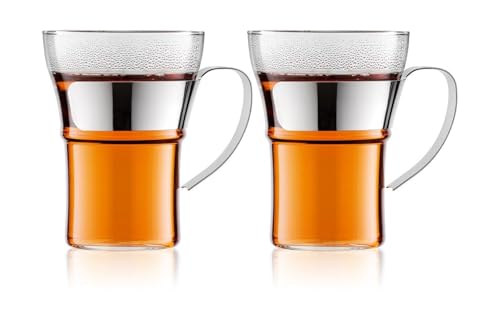 Bodum - 4553-16 - Assam - Set 2 Verres à Café - Anse en Inox Brillant - 0.35 L