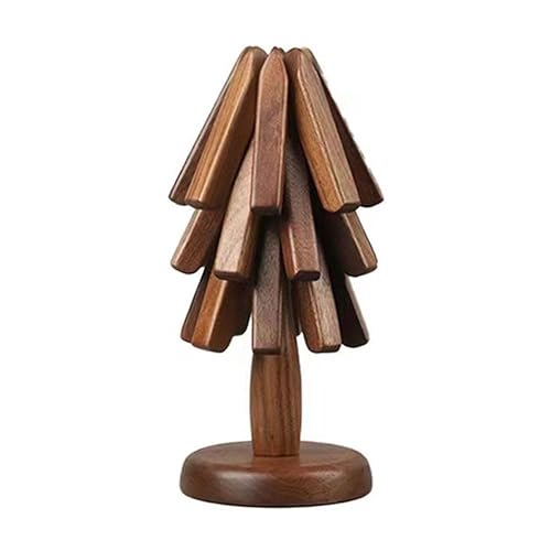 Juego de 3 salvamanteles de madera de nogal, diseño de árbol, alm...