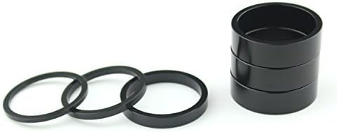 Mountain Bike Headset Spacers 1 1/8 Inch BMX MTB Bike Stem Parts Bicycle Handlebars Riser Accessories 2 3 5 10mm 6 Piece 6061 Aluminum Alloy (Black)