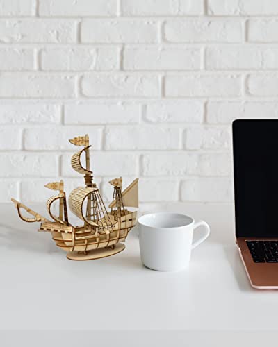 3D Puzzles For Adults, Pirate Ship Model, Wooden Building Blocks Set, Small Wooden Ship Model Kit, 3D Puzzles For Kids, Brain Teasers Hand Craft Sailboat Model #TOP2