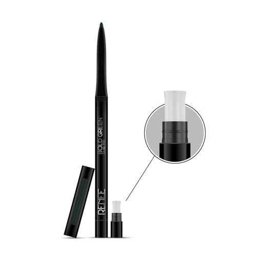 Image of RENEE Kajal Pen with Sharpener - Bold Green 0.35gm 24 Hrs Stay Long Lasting Kohl Pencil, Matte Finish, Rich Color Payoff, Smudge & Water Proof with One Swipe Application Formula