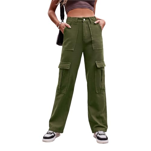 THWEI Cargo Pants for Women High Waisted Casual Baggy Stretchy Wide Leg Y2K Streetwear with 6 Pockets2