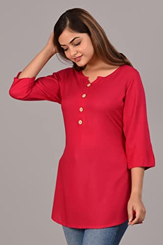 Image of Women's Rayon Straight Solid Casual Top /Kurta