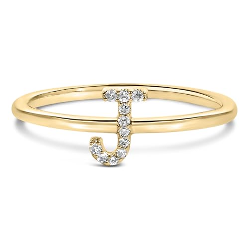 10K Yellow Gold Diamond Accent Initial "J" Ring - Size 7