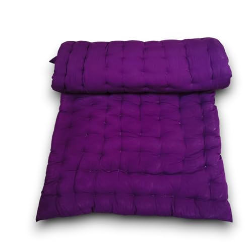 Image of ATOOTFUSION Soft Cotton Quilt Mattress Foldable for Floor Light Weight Filled Single Firm Cotton Quilt Mattress Gadda 1 Sleeping Capacity 3 x 6 ft or 72 x 36 Inches Purple