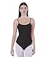 Body für Tanz, Ballett, Gymnastik, Damen, ärmellos, mit Rundhalsausschnitt und Rückenabdeckung, nicht transparent, eng anliegend, für Tanz, Schwarz , 38