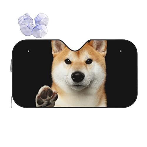 柴犬柄 犬柄 お手 サンシェード 車 フロントサンシェード 遮光 断熱 吸盤 紫外線対策 日除け 夏 キャラクター アニメ グッズ 雑貨 かわいい おしゃれ 車内 130×70cm 140×76cm