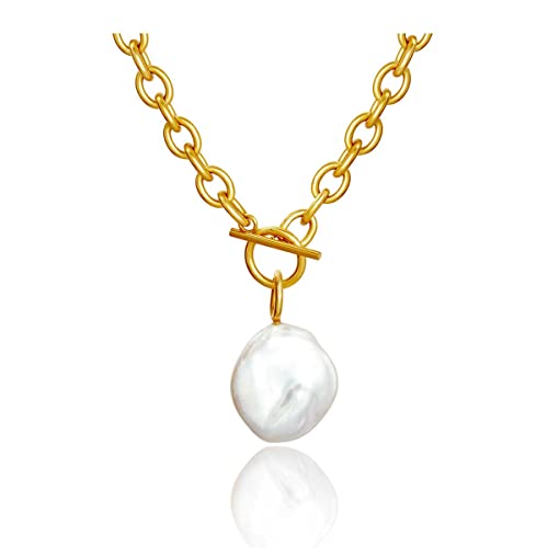 Pearl Pendant Necklace 18K Gold Plated