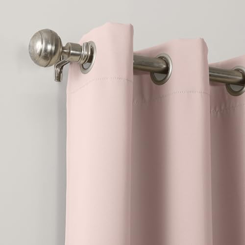 Sun Zero Easton Energy Saving Blackout Grommet Curtain Panel, 40" x 84", Blush Pink