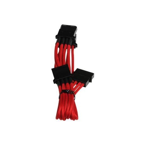 BITFENIX 55cm Molex to 3x Molex Adapter - Sleeved Red/Black Cover