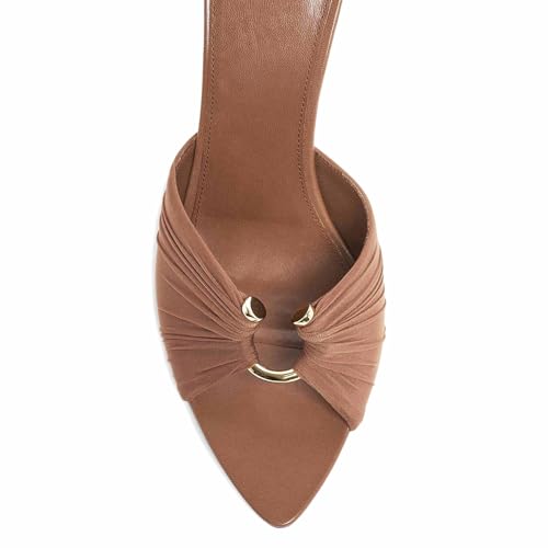Goolita Open Pointed Toe Mule Heels For Women Slip On Stiletto Heels Ruched Heeled Sandals Sexy Backless Party Heeled Slide Sandals2