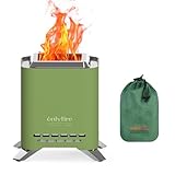 ONLYFIRE OUTDOOR LIVING 2-in-1 Smokeless Fire Pit with Pot Bracket & Carry Bag, Portable Camping Stove, Wood Burning Mini Tabletop Fireplace for Patio Backyard RV Tailgating, Green 7.8", #FP051