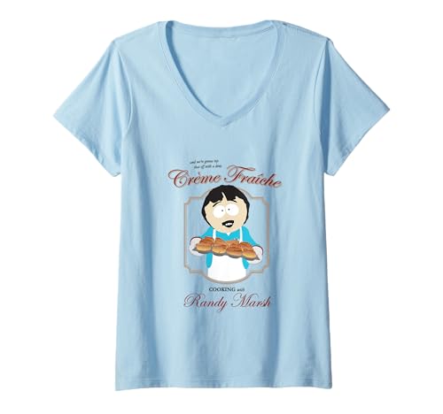 Mujer South Park Serie de dibujos animados Randy Marsh Cocina Crema Fraiche Camiseta Cuello V