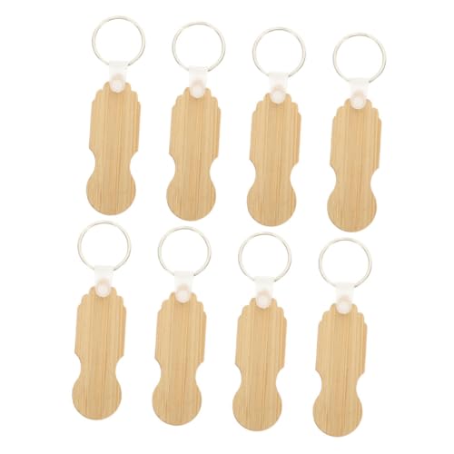 Angoily 8piezas Moneda De Coche De Bambú Llavero Portátil Multiusos Fichas para Carrito Colgante para Retirar El Carrito Artículo para De para Supermercados