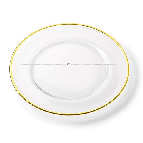 Set de 4 platos cargadores transparentes con borde dorado 13" miniatura 3