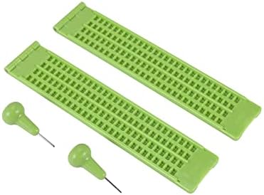 ignoramus 4 Lines 28 Cells Braille Braille Writing Plastic Braille Kit, Green (2)