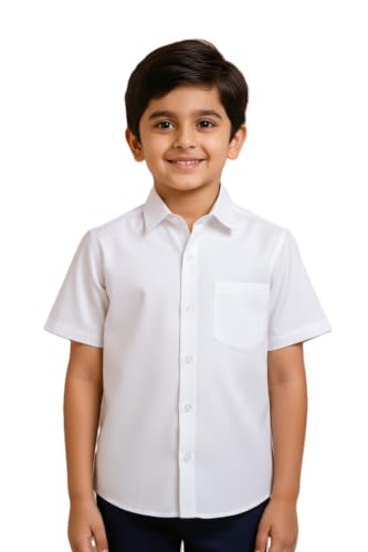 Image of White Shirt for Boys Kids White Half Sleeve School Uniform Shirt