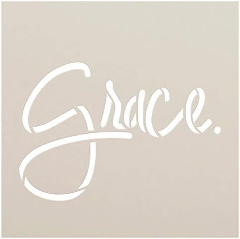Grace Stencil by StudioR12 | Craft Simple Christian Hymn Gift Inspiration | DIY Faith Rustic Song Lyrics | Prayer Quote Truths | Paint Wood Sign | Reusable Mylar Template | Select Size (18 x 18)