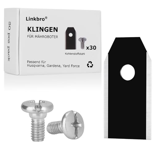 30 x Titan Messer Klingen, Linkbro Mähroboter Ersatzmesser mit 30 Schrauben für alle Gardena Mähroboter Husqvarna Automower,Rasenroboter Messer Rasenmäher Klingen 30 x Titan Messer Klingen, Linkbro Mähroboter Ersatzmesser mit 30 Schrauben für alle Gardena Mähroboter Husqvarna Automower,Rasenroboter Messer Rasenmäher Klingen