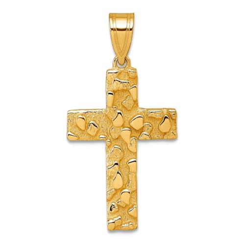Collier croix or jaune 14 carats massif 16,2 mm : bijou pendentif chrétien pour femme et homme