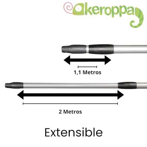 Miniatura 2 de Keroppa Palo Mango Telescópico Mango Para Fregona Escoba Y Mopa Con Rosca Extensible Resistente Fácil Almacenado Medida Ajustable De 1,1 A 2 Metros Gris