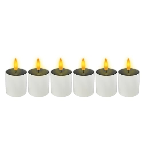 Aumotop Velas LED sin Llama con Energía Solar, Impermeables, para Exteriores, Paquete de 6 Luces Parpadeantes para Decoración de Acampada y Jardín (Diseño de llama en forma de bala.)