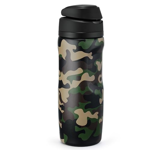 Image of Fijinhom 24 oz Insulated Water Bottle,Stainless Steel Sports Water Bottle with Straw, Double Wall Vacuum Leak Proof, Cold for 24 Hours, BPA Free for Travel, Sport, Outdoor, Camouflage color