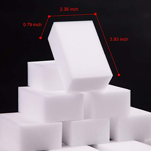 Image of 100 Pack Magic Sponge Eraser Extra Thick and Long Lasting Melamine Cleaning Sponges in Bulk - Multi Surface Power Scrubber Foam Cleaning Pads - Bathtub, Floor, Baseboard, Bathroom, Wall Cleaner