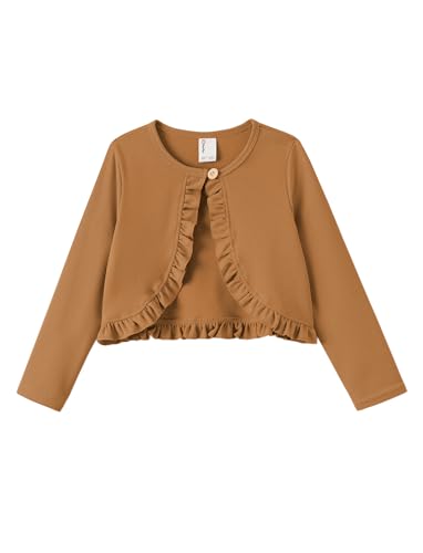 Image of PATPAT Girls Cardigan Bolero Size 4-12 Years Kids Knit Long Sleeve Ruffle Open Front Button Cover Up Cropped Tops for Girls