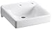KOHLER K-2084-NR-0 Soho Wall-Mount Bathroom Sink with Single-Hole Faucet Drilling, Right-Hand Soap/Lotion Dispenser Hole Drilling and Sealed Overflow, White