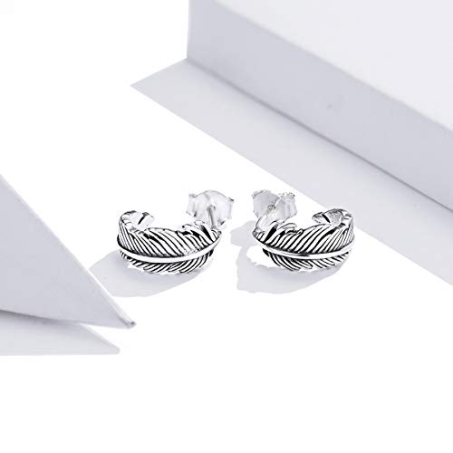 Boucles d'oreilles plumes argent 925 éclatant et ciselé main - 2