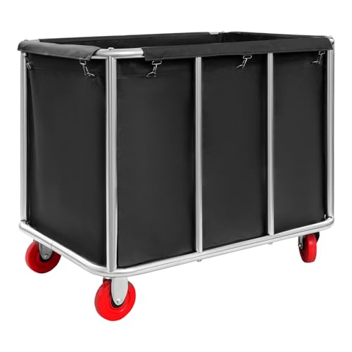 KKVUIIFF Carrello per la biancheria, 90 x 65 x 80 cm, in acciaio inox, con ruote, portata fino a 200 kg, per hotel, ospedali, lavanderia (nero)