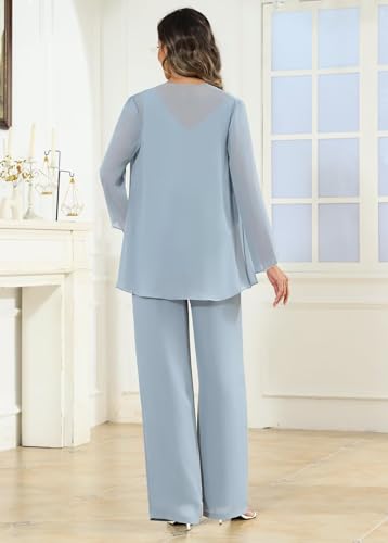 3 Pieces Mother of The Bride Pant Suits for Women Sequin Beaded Chiffon Wedding Formal Evening Outfit2