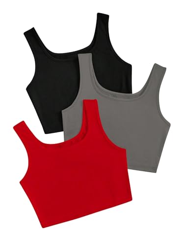 Image of Toochki Women's Knitted Sleeveless Solid Sqaure Neck Ribbed Tank & Crop Tops (Pack of 3)