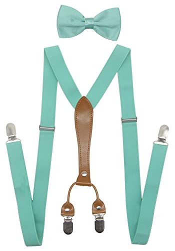 Doloise Men's Suspenders Bowtie Set Elastic Y Shape Style Women's Suspenders Bowtie For Wedding&Formal Events, Teal