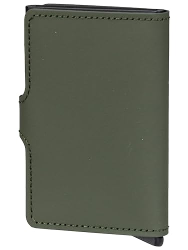 Image of Secrid Mini Wallet Matte Leather With Rfid Safe Card Case (Matte Green Black), Matte Green Black, Matte