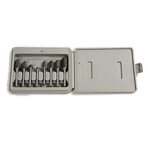 8pcs Carbide Rotary Burr Set, Double Cut 1/4''(6.35mm) Shank Solid Carbide Rotary Burr Set for Die Grinder Drill for Woodworking,Drilling, Metal Carving, Engraving, Polishing by YEEZUGO