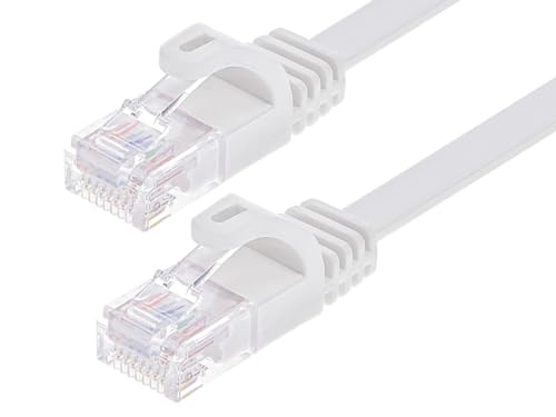 Monoprice Cat6 Ethernet Patch Cable - 3 Feet - White | Snagless RJ45, Flat, 550MHz, UTP, Pure Bare Copper Wire, 30AWG, for Network Internet Modem Router Xbox PS3 Cord - Flexboot Series
