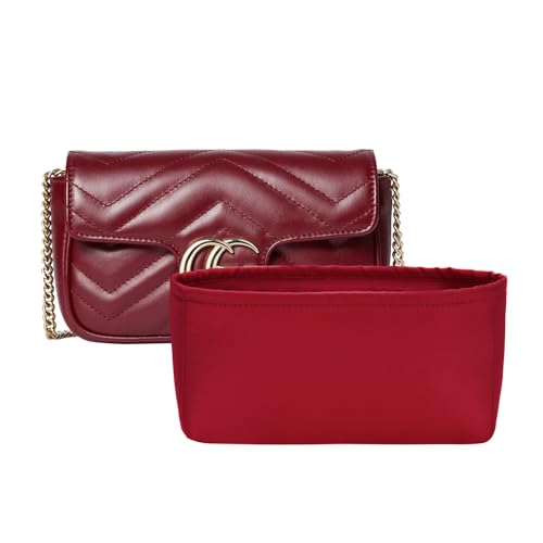 Bag Organizer Insert for GG Marmont Matelasse Shoulder Bag, Nylon Liner with Zipper Pocket, Shape-Keeping Purse Organizer,Fit Mini/Small/Medium (22cm/26cm/31cm)