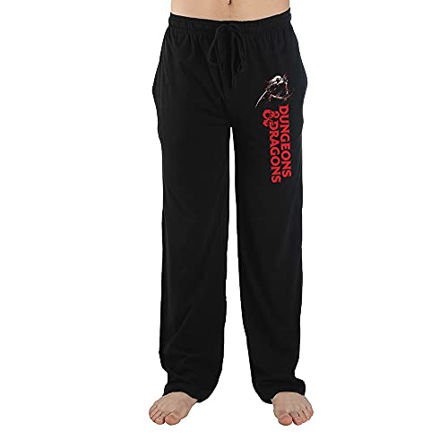 Mens Black Dungeons & Dragons Game Drawstring Lounge Sleep Pajama Pants - Main Image