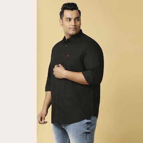 Image of Thomas Scott Men's Plus Size Cotton Casual Shirt | Regular Fit | Long Sleeves | Spread Collar | Solid | Soft & Breathable | Everyday Comfort Shirt for Men