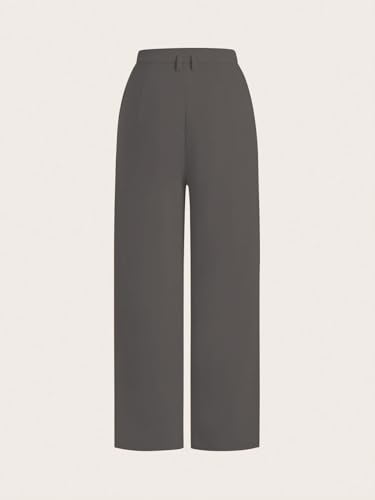 Image of Shasmi Women's High Waist Pleated Straight Leg Trousers - Elegant Solid Color Work Pants with Pockets, Casual Office Wear Polyester Blend Wide Leg Suit Pants (Trouser 235)