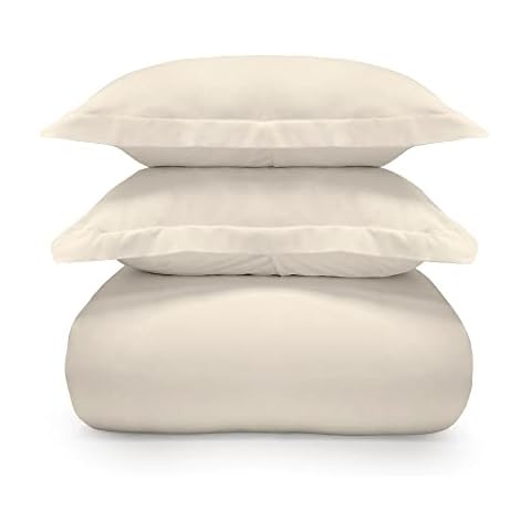 Jennifer Adams 400 Thread Count 3 Piece Cotton Sateen Duvet Cover and Sham Set (Queen/Full, Birch) Cover