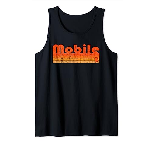 Questo è un must have grunge stile Mobile, Alabama design! Il design presenta Mobile, Alabama in un carattere fresco con sottolineatura a strisce arancioni sfumate. Il look invecchiato gli conferisce un tocco classico vintage che tutti ameranno.