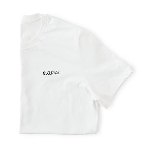 Mama Embroidered White T Shirt, Boyfriend Fit, Best Mom Top, Short Sleeve Shirt
