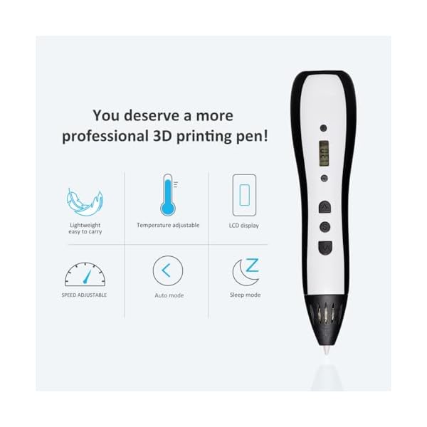 Kretrum Stylo 3D pour Les bricoleurs Stylo d'impression 3D avec écran LCD Stylo de Peinture 3D avec Filament PLA 1,75 mm Jouet Amusant Meilleur Cadeau d'anniversaire – Image 4
