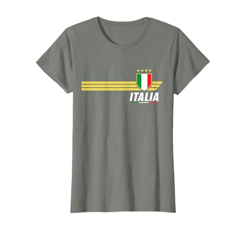 Italia Maillot de Football avec Drapeau de l'Italie Tricolore T-Shirt